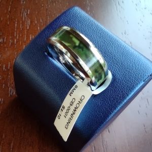 Men's 8mm Cobalt Wedding Band Camo Center